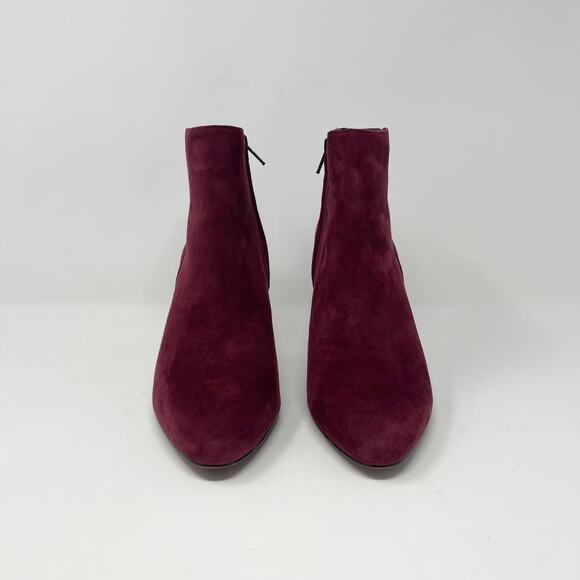 Banana‎ Republic Ankle Boot Womens 9 Burgundy Suede Leather 3” Heel Pointed Toe - Picture 5 of 9